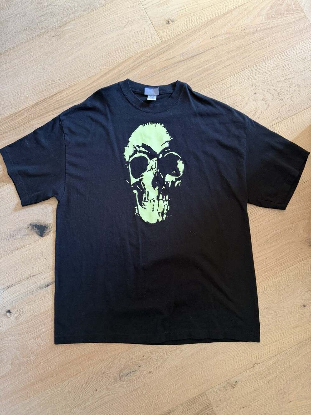 Vintage Skeleton Skull Face Glow/Dark 90s Y2K Halloween Horror Shirt Grunge XL